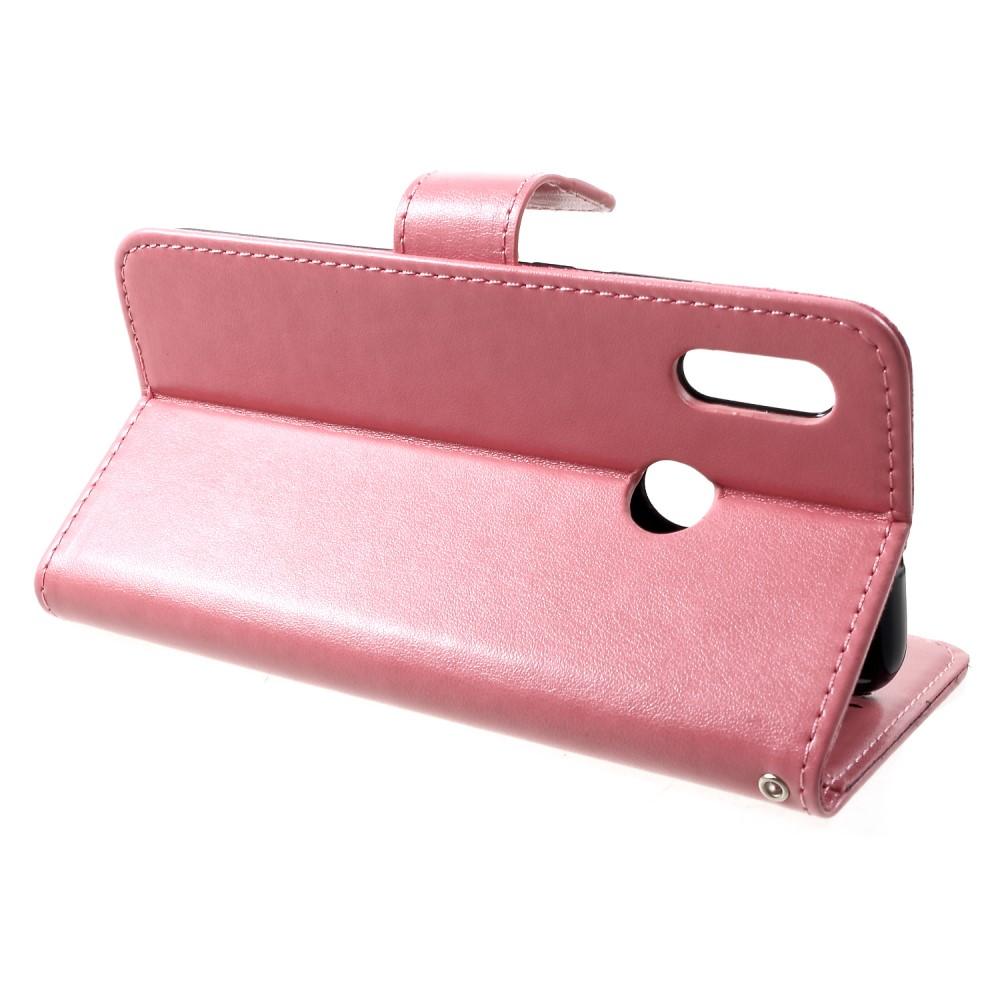 Funda de Cuero con Mariposas Huawei P Smart 2019, Rosa