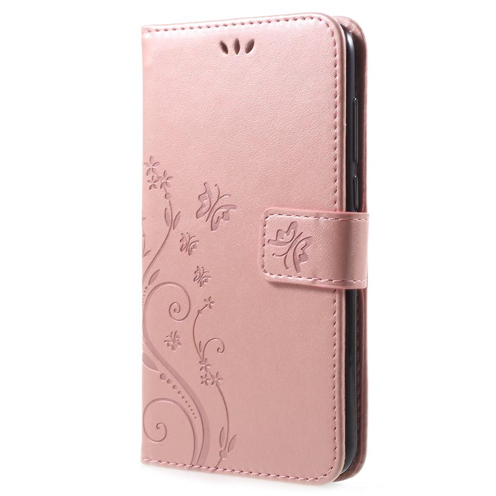 Funda de Cuero con Mariposas Huawei P Smart, Rosa