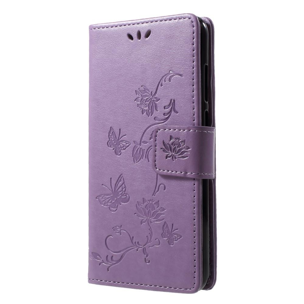 Funda de cuero con mariposas para Huawei Y6 2018, violeta