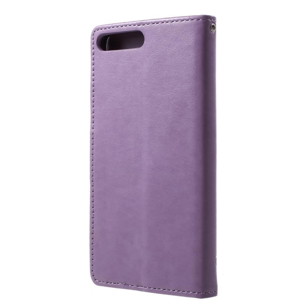 Funda de Cuero con Mariposas Huawei Y6 2018, Púrpura