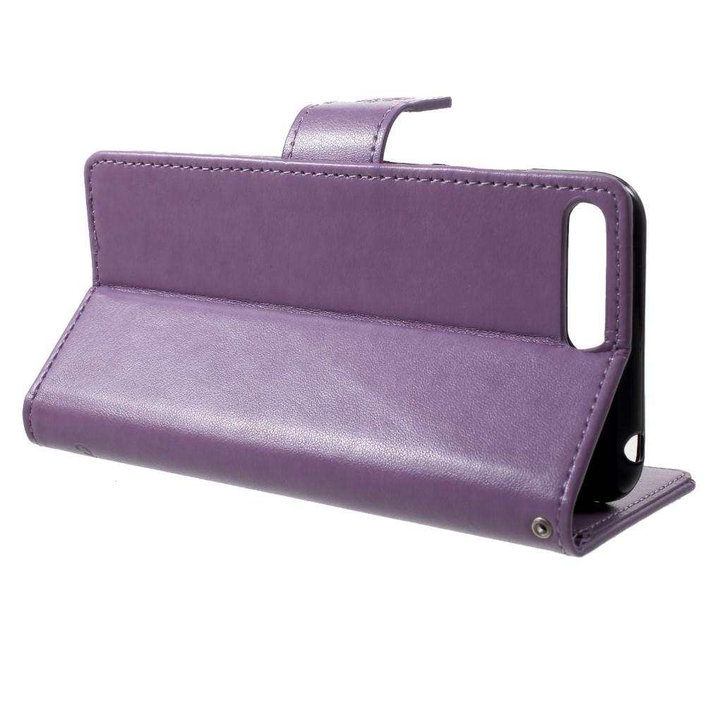 Funda de Cuero con Mariposas Huawei Y6 2018, Púrpura