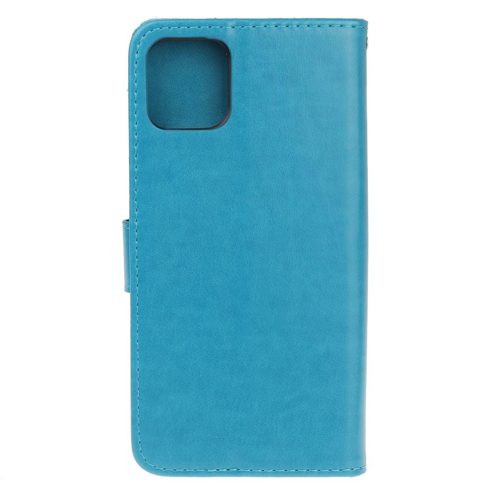 Funda de cuero con mariposas para iPhone 11, azul