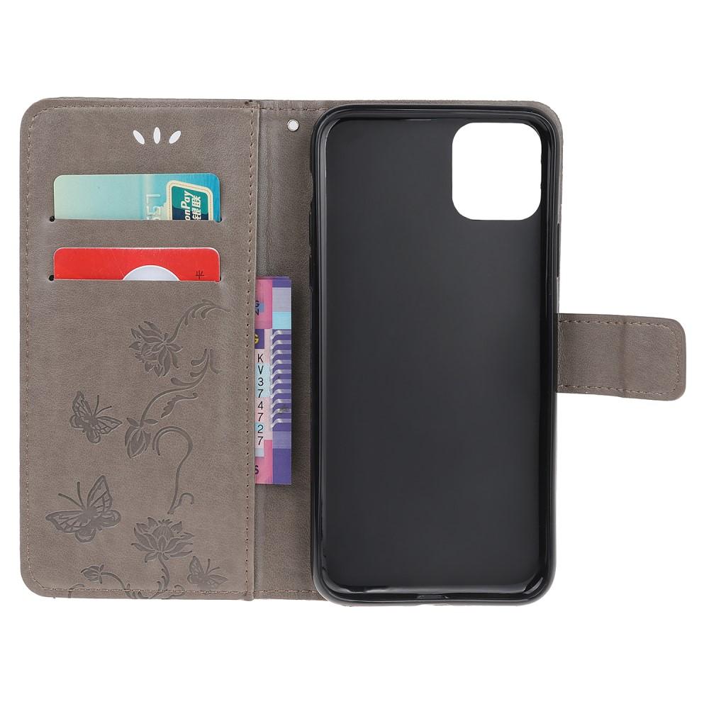 Funda de Cuero con Mariposas iPhone 11, Gris