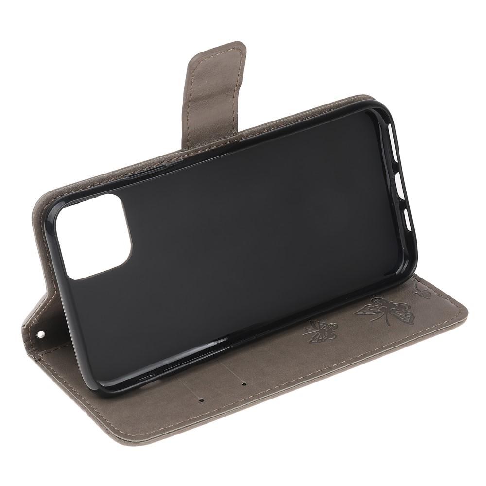 Funda de Cuero con Mariposas iPhone 11, Gris