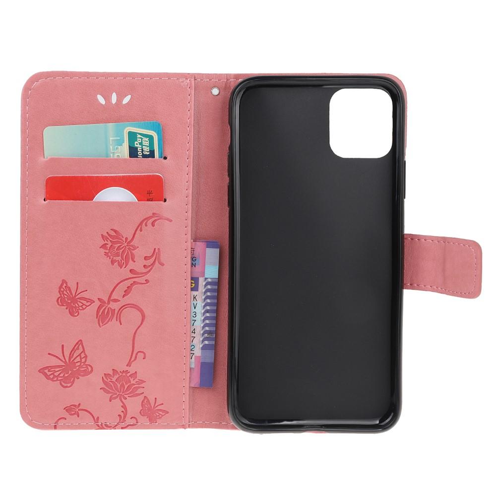Funda de Cuero con Mariposas iPhone 11, Rosa