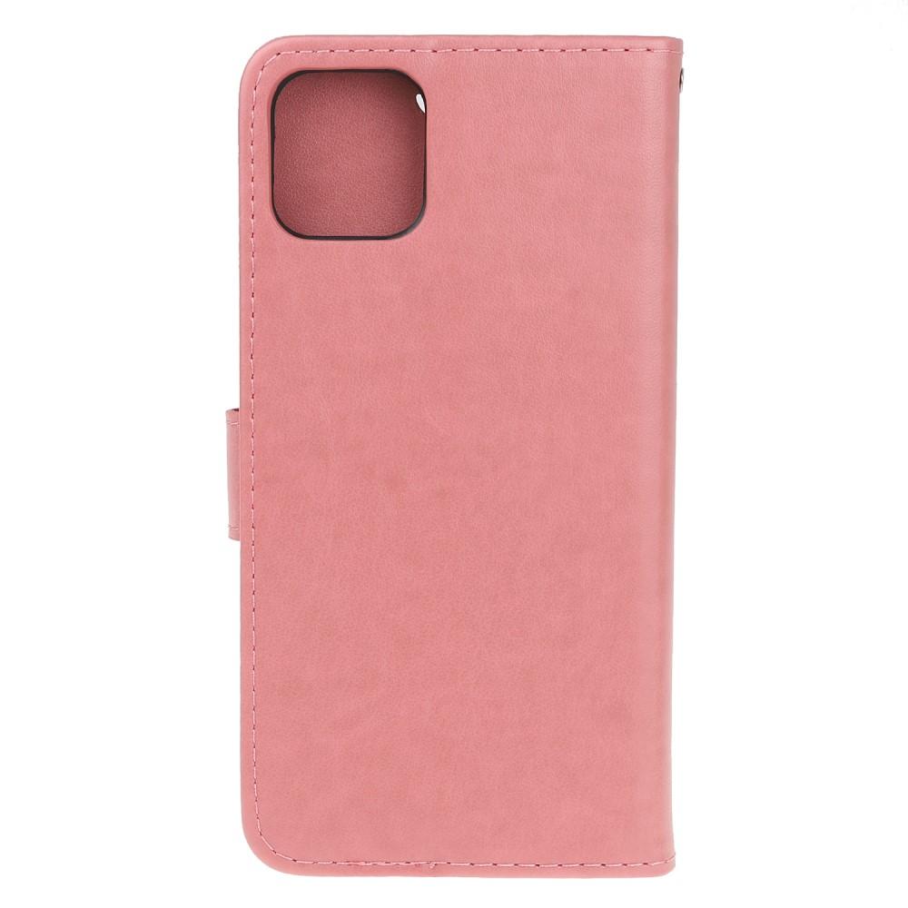 Funda de cuero con mariposas para iPhone 11, rosado