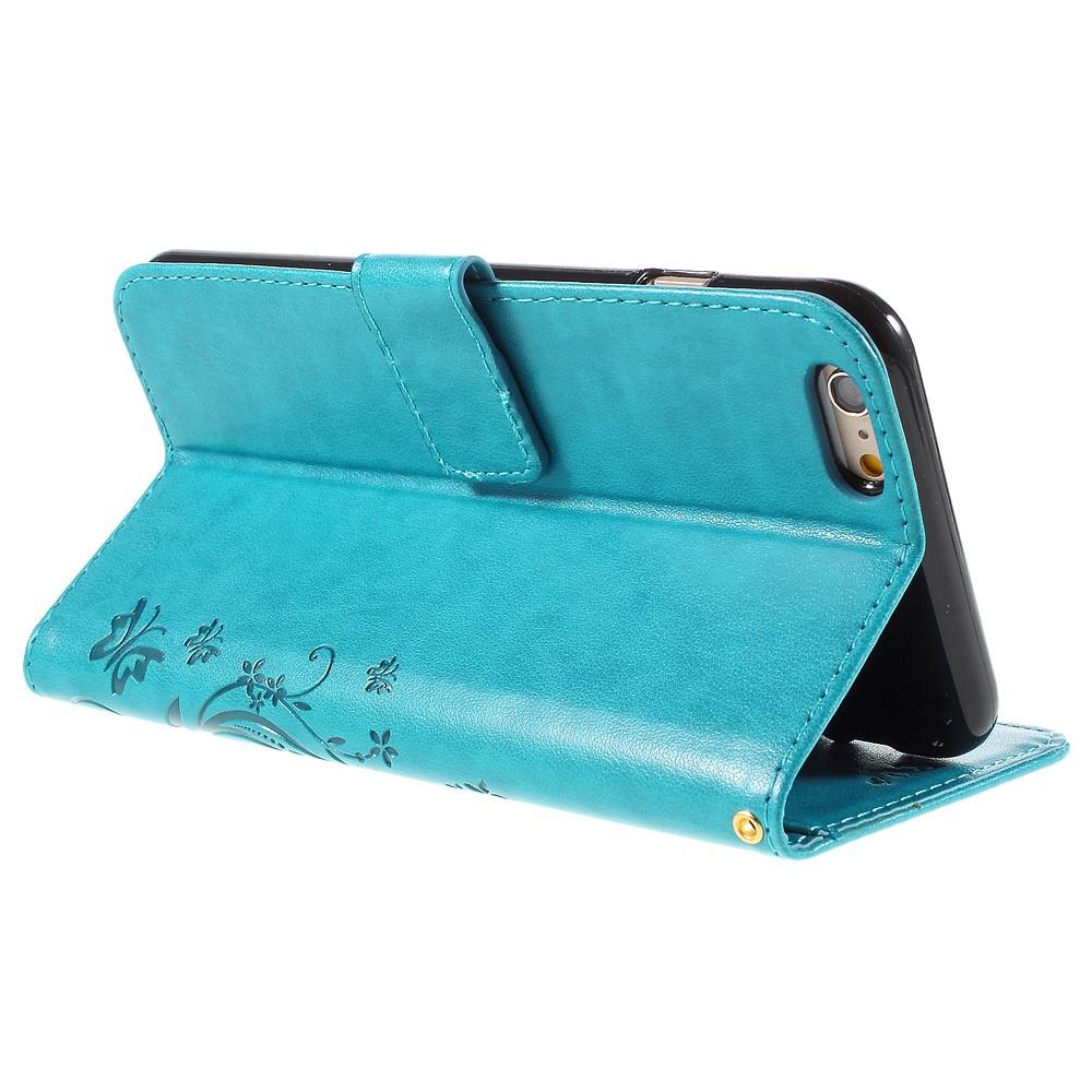 Funda de Cuero con Mariposas iPhone 6 Plus/6S Plus, Azul