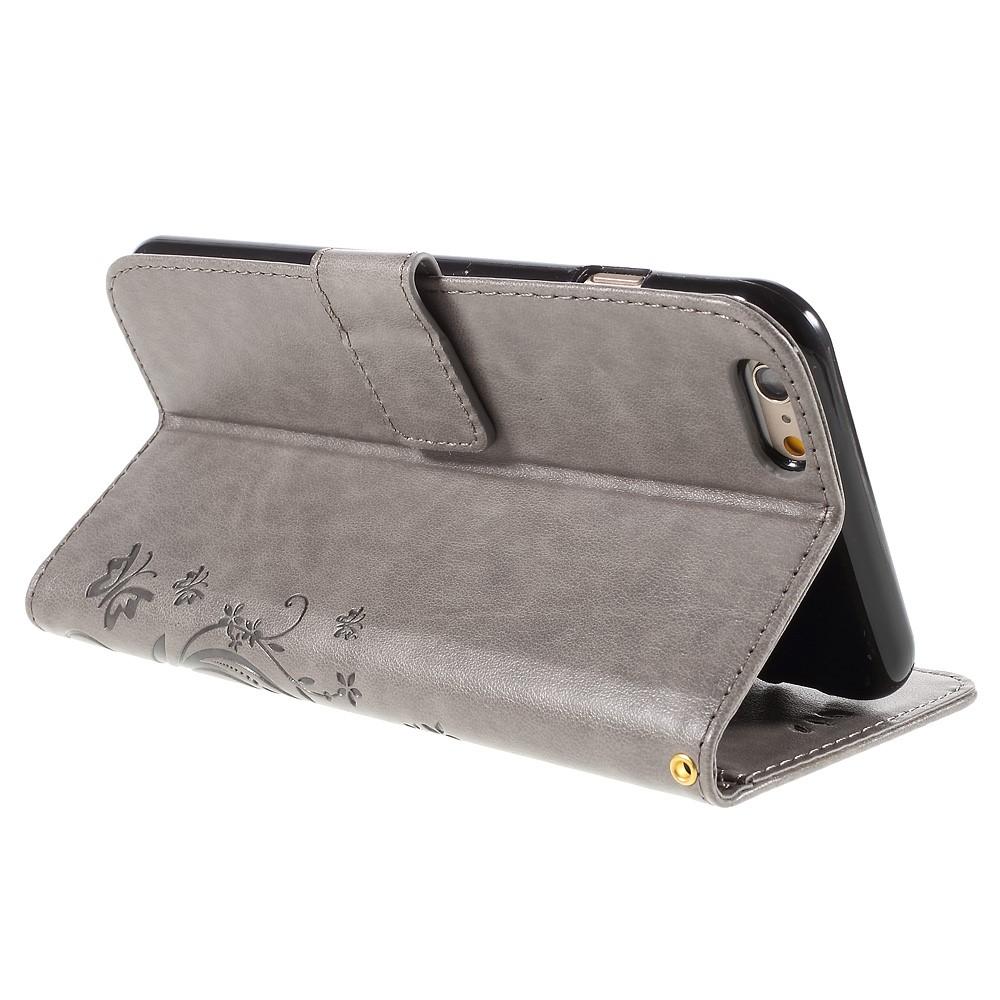 Funda de Cuero con Mariposas Apple iPhone 6 Plus/6S Plus, Gris