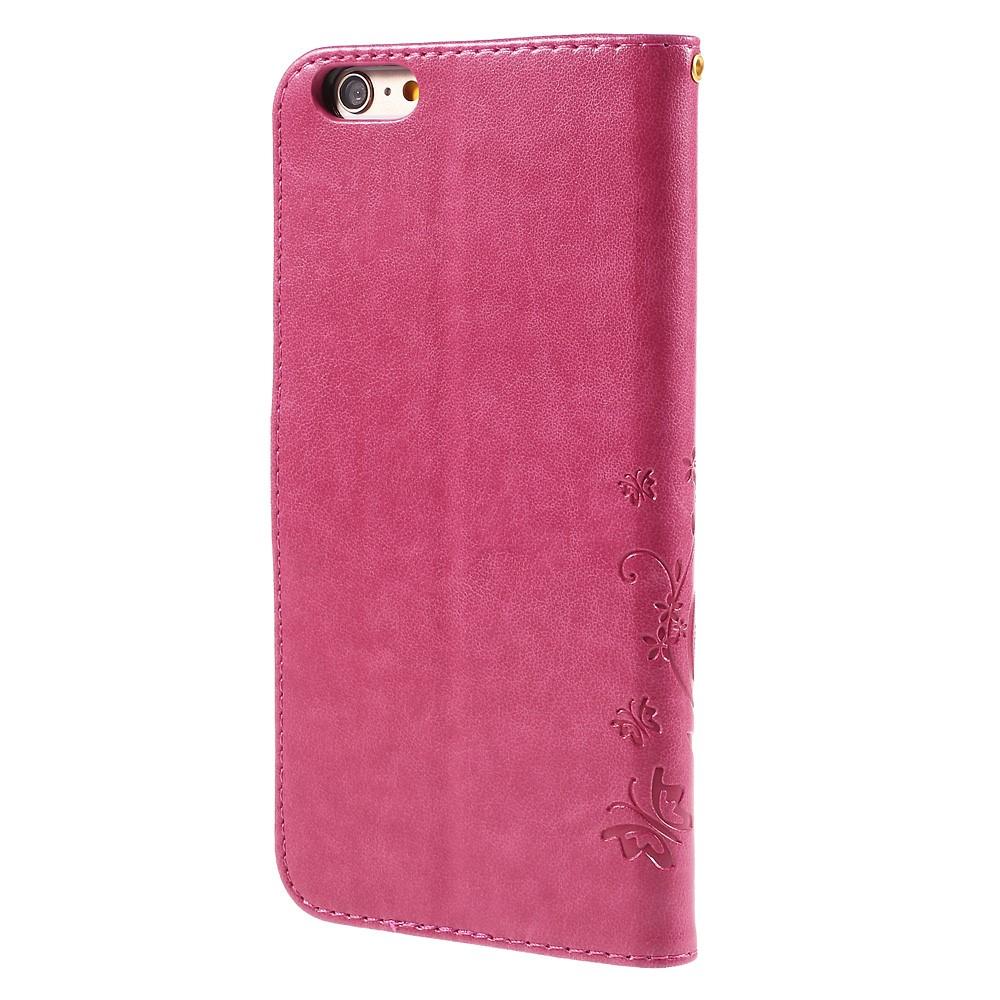 Funda de cuero con mariposas para iPhone 6 Plus/6S Plus, rosado