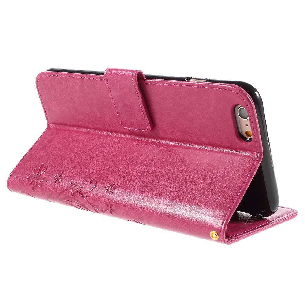 Funda de cuero con mariposas para iPhone 6 Plus/6S Plus, rosado