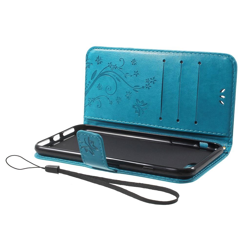 Funda de Cuero con Mariposas iPhone 7 Plus/iPhone 8 Plus, Azul