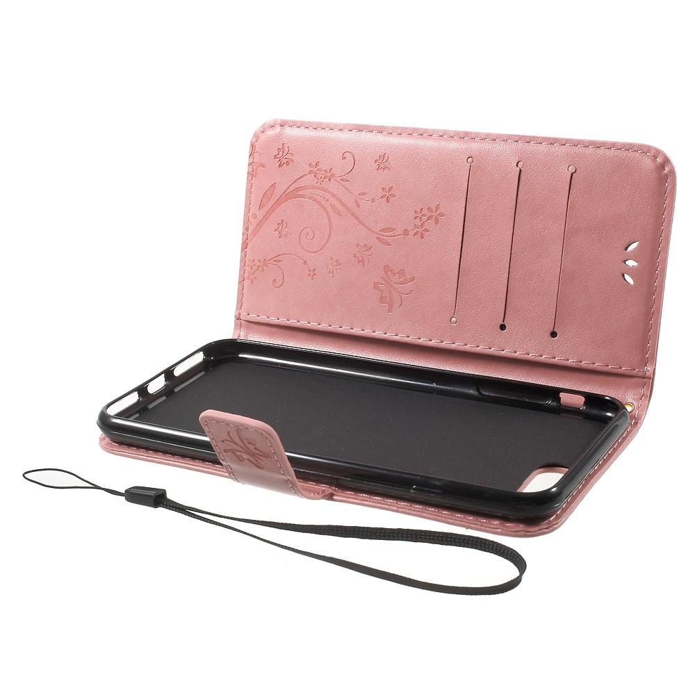 Funda de Cuero con Mariposas iPhone 7 Plus/iPhone 8 Plus, Rosa