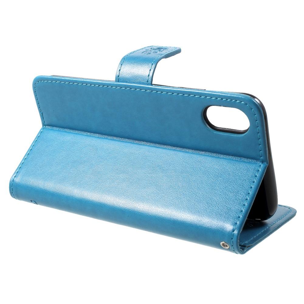 Funda de Cuero con Mariposas Apple iPhone Xr, Azul