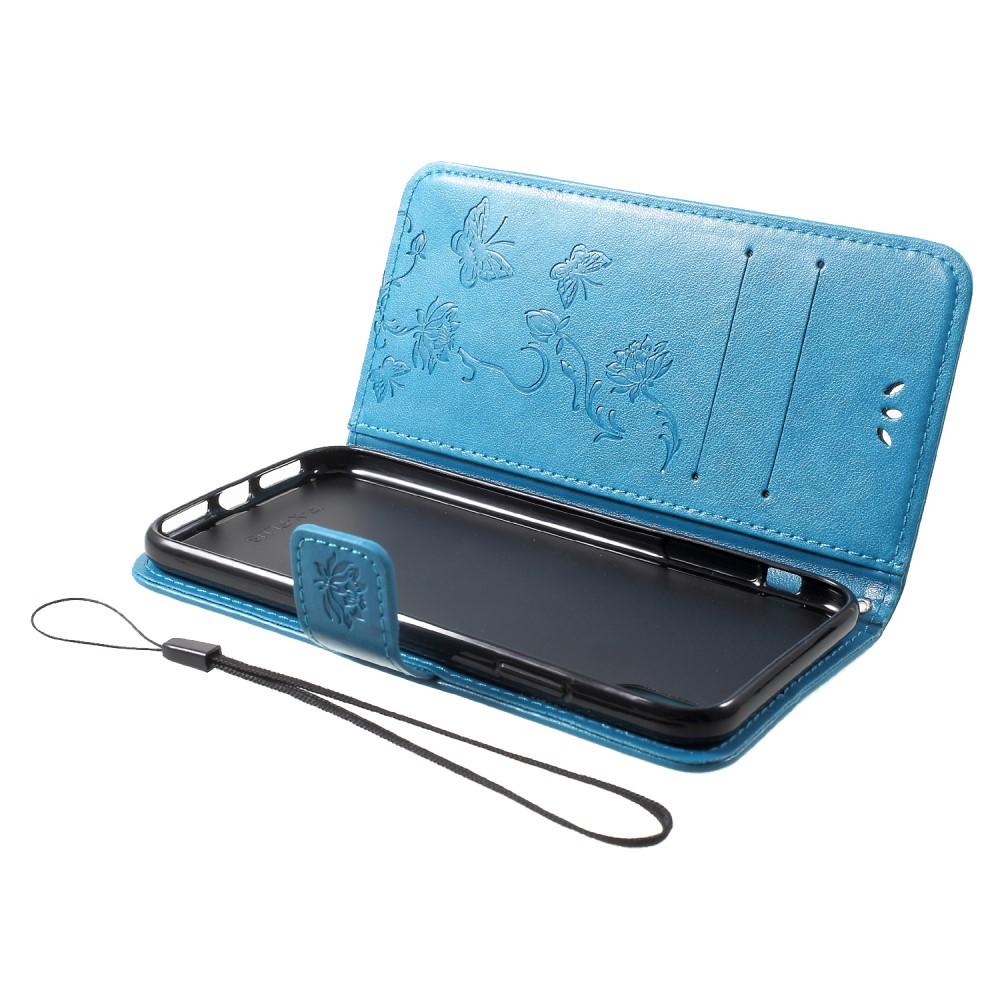 Funda de Cuero con Mariposas Apple iPhone Xr, Azul