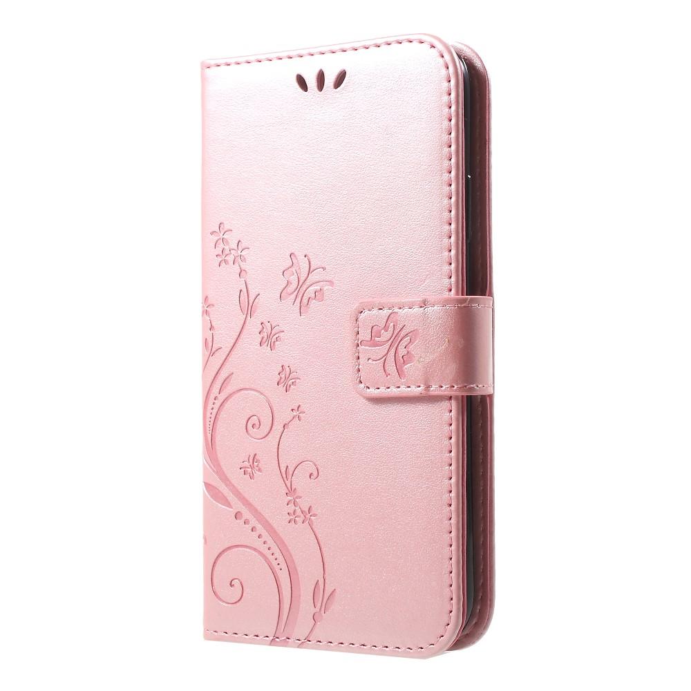 Funda de cuero con mariposas para iPhone Xr, rosado