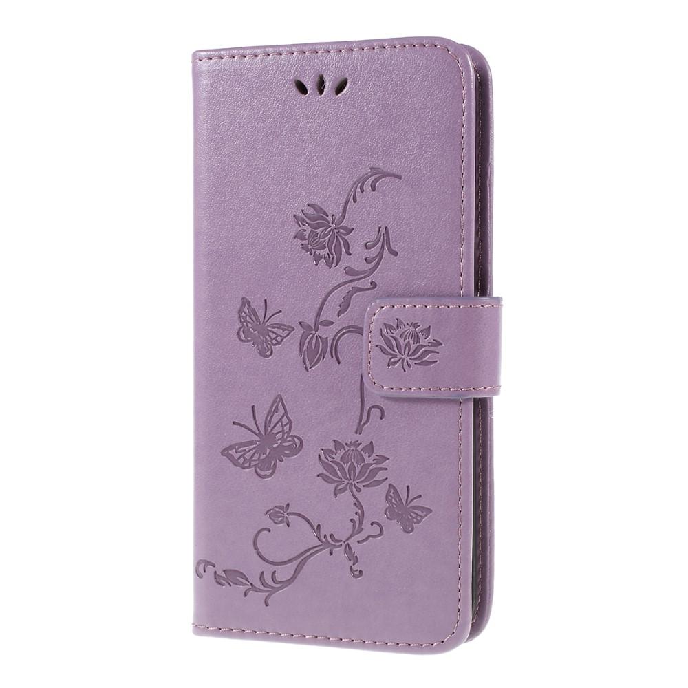 Funda de cuero con mariposas para Samsung Galaxy A10, violeta