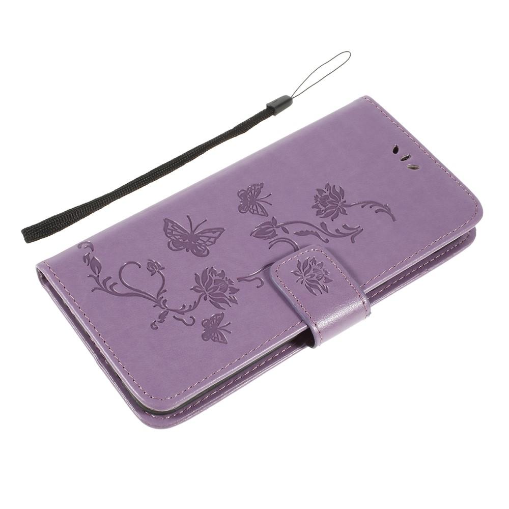 Funda de cuero con mariposas para Samsung Galaxy A10, violeta