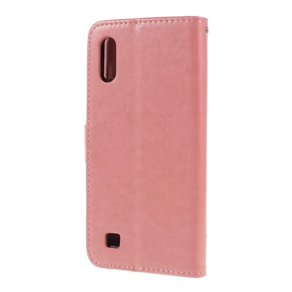 Funda de cuero con mariposas para Samsung Galaxy A10, rosado