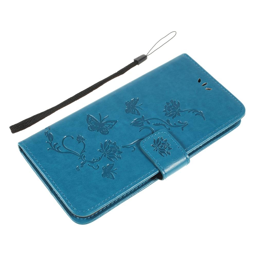 Funda de cuero con mariposas para Samsung Galaxy A10, azul
