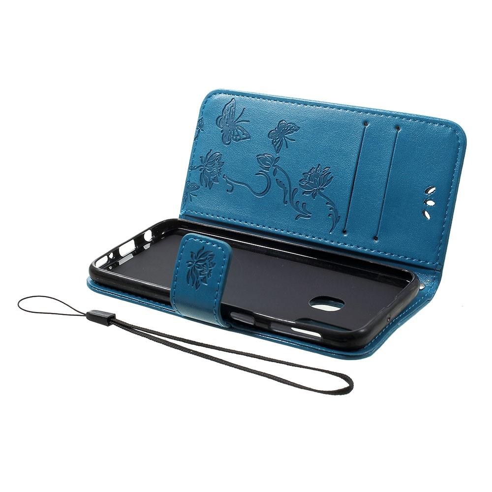 Funda de Cuero con Mariposas Samsung Galaxy A40, Azul