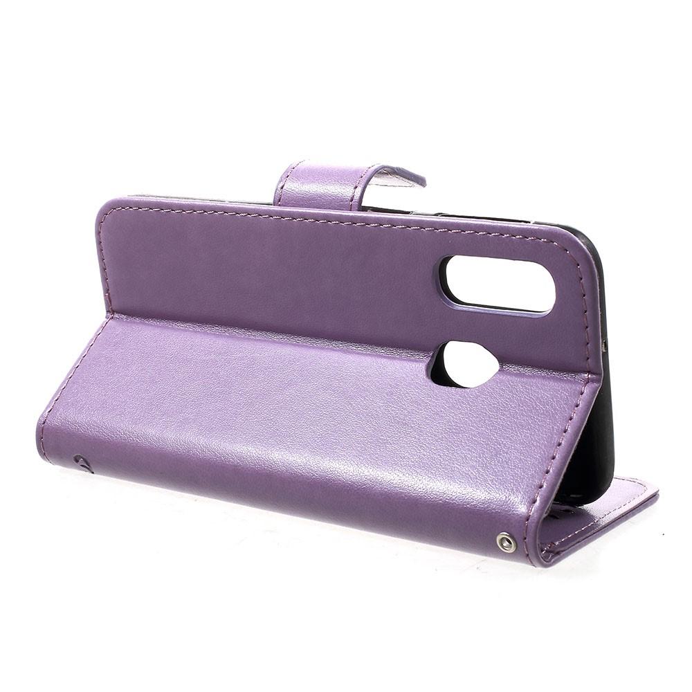 Funda de Cuero con Mariposas Samsung Galaxy A40, Púrpura