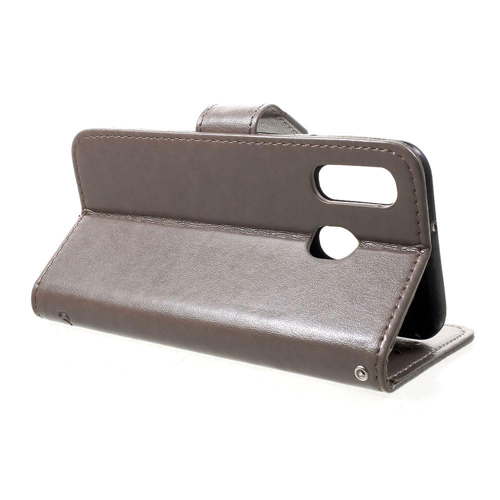 Funda de Cuero con Mariposas Samsung Galaxy A40, Gris