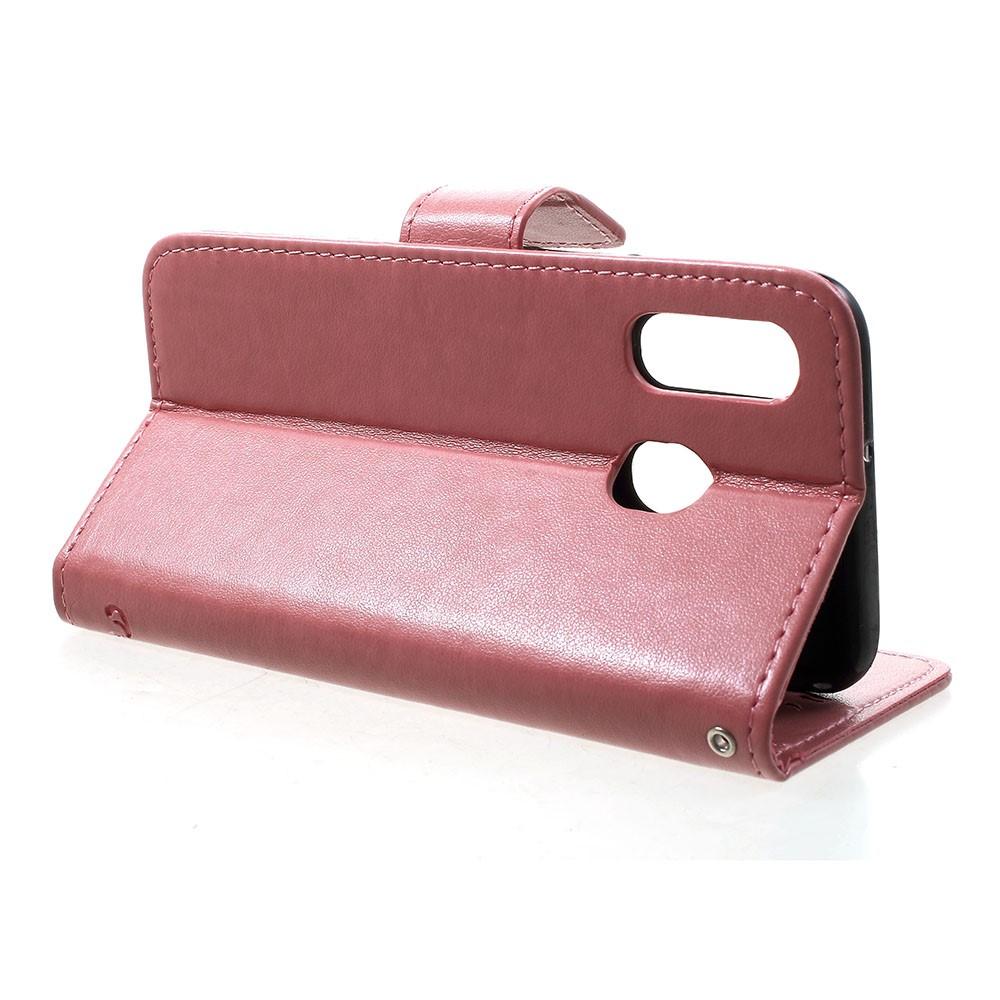 Funda de Cuero con Mariposas Samsung Galaxy A40, Rosa