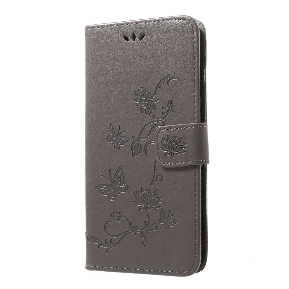 Funda de cuero con mariposas para Samsung Galaxy A50, gris