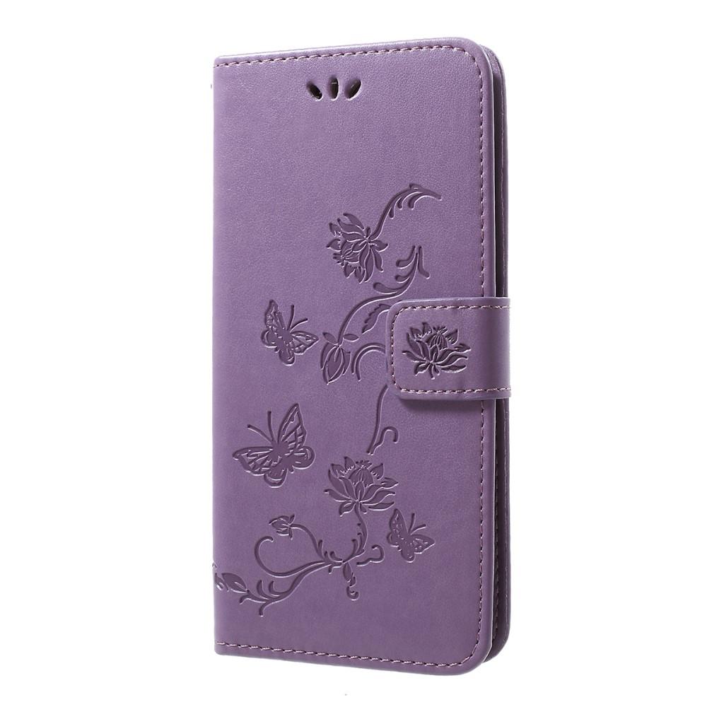 Funda de cuero con mariposas para Samsung Galaxy A50, violeta