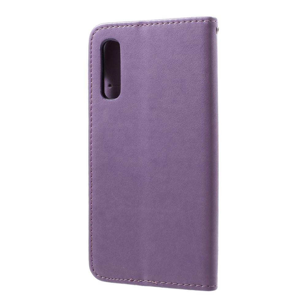 Funda de cuero con mariposas para Samsung Galaxy A50, violeta