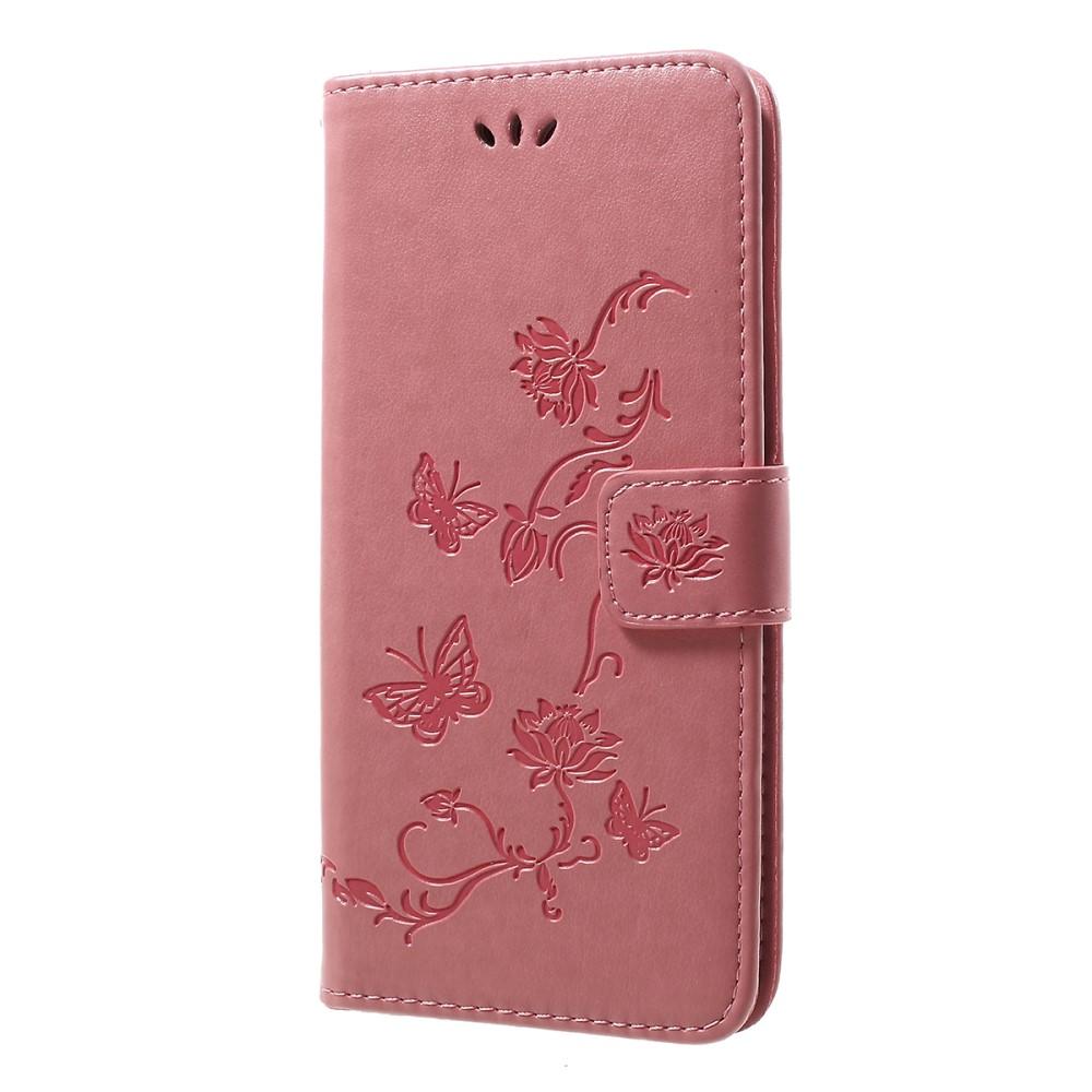 Funda de Cuero con Mariposas Samsung Galaxy A50, Rosa