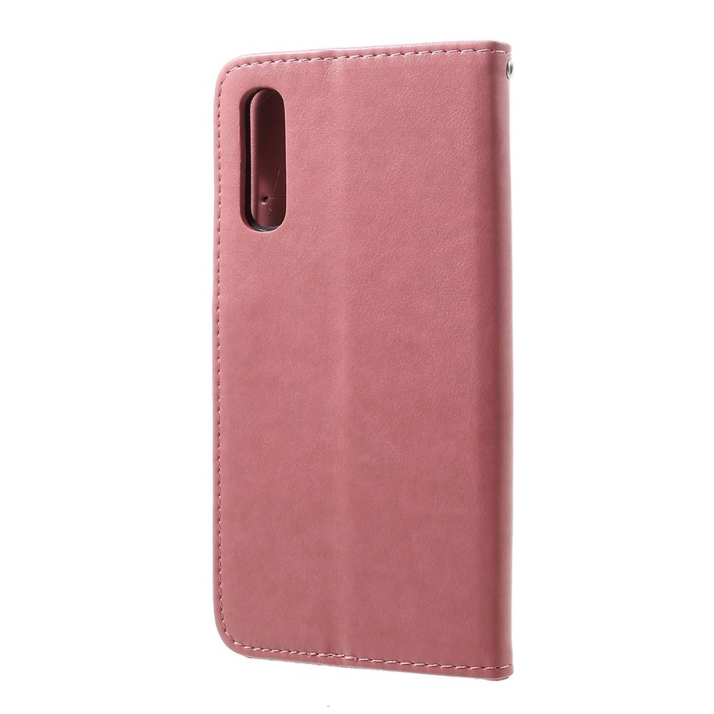 Funda de cuero con mariposas para Samsung Galaxy A50, rosado
