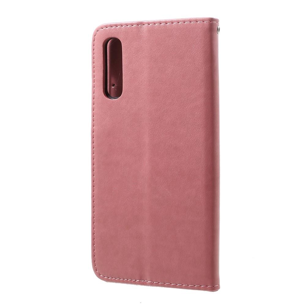 Funda de Cuero con Mariposas Samsung Galaxy A50, Rosa