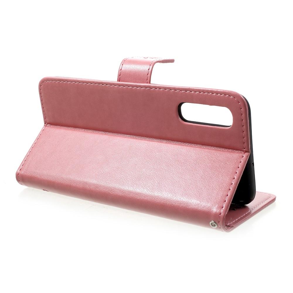 Funda de Cuero con Mariposas Samsung Galaxy A50, Rosa