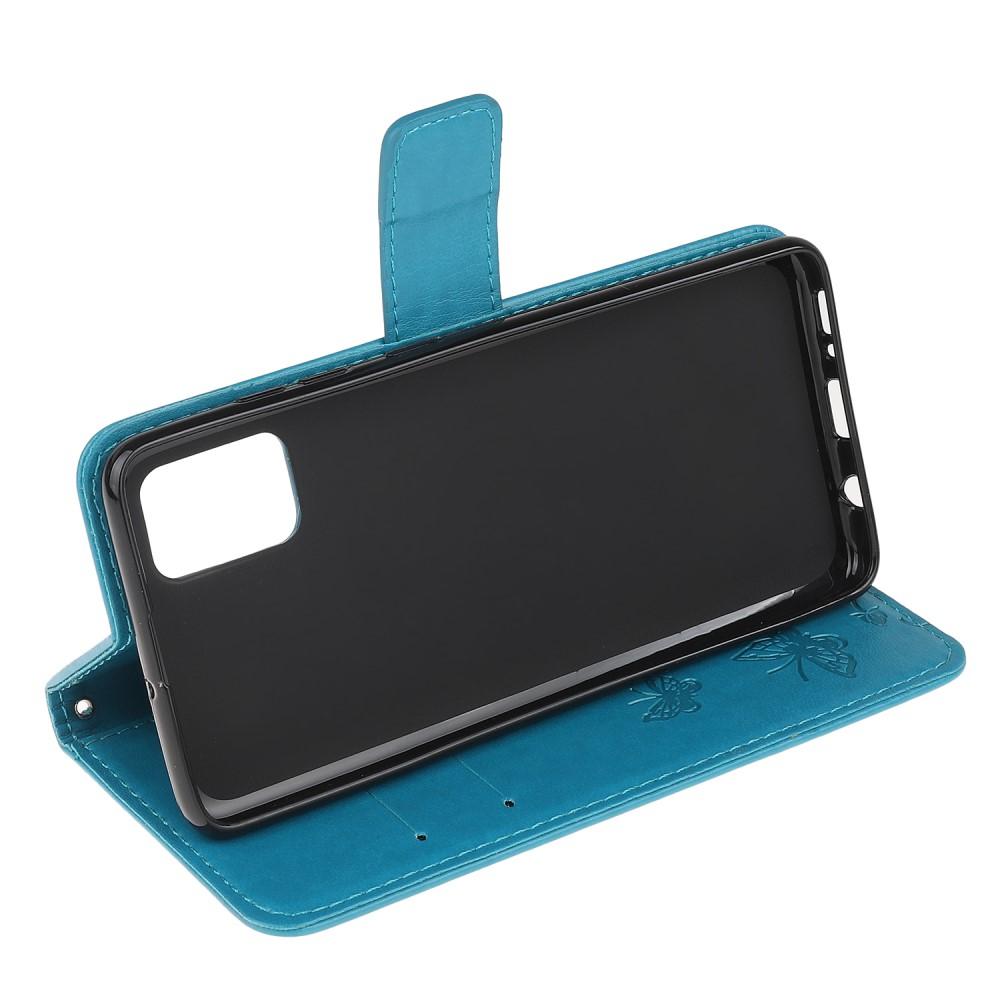 Funda de Cuero con Mariposas Samsung Galaxy A51, Azul