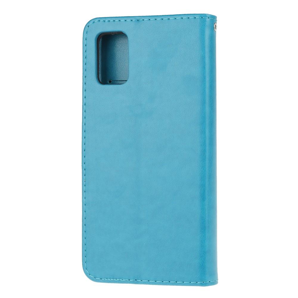 Funda de cuero con mariposas para Samsung Galaxy A51, azul