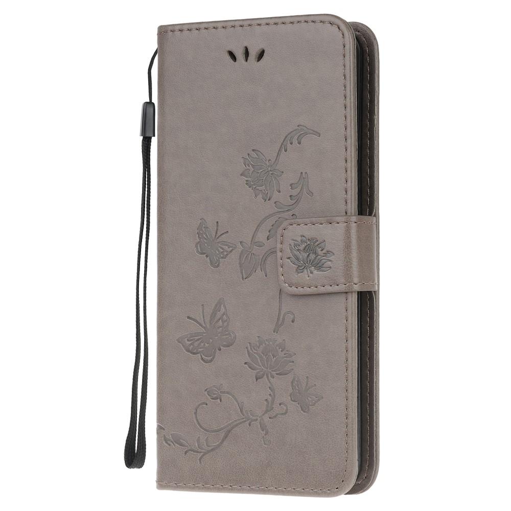 Funda de cuero con mariposas para Samsung Galaxy A51, gris