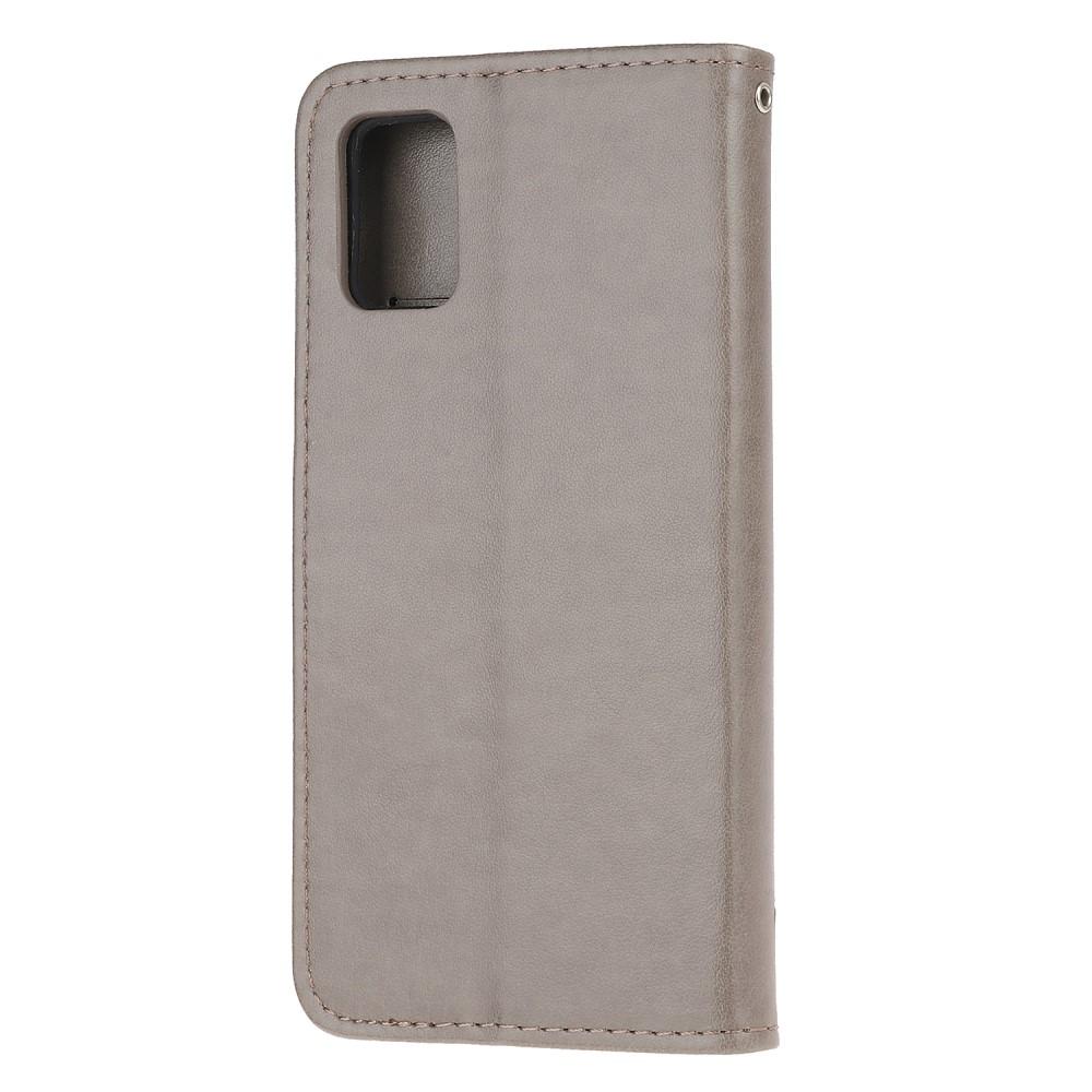 Funda de cuero con mariposas para Samsung Galaxy A51, gris