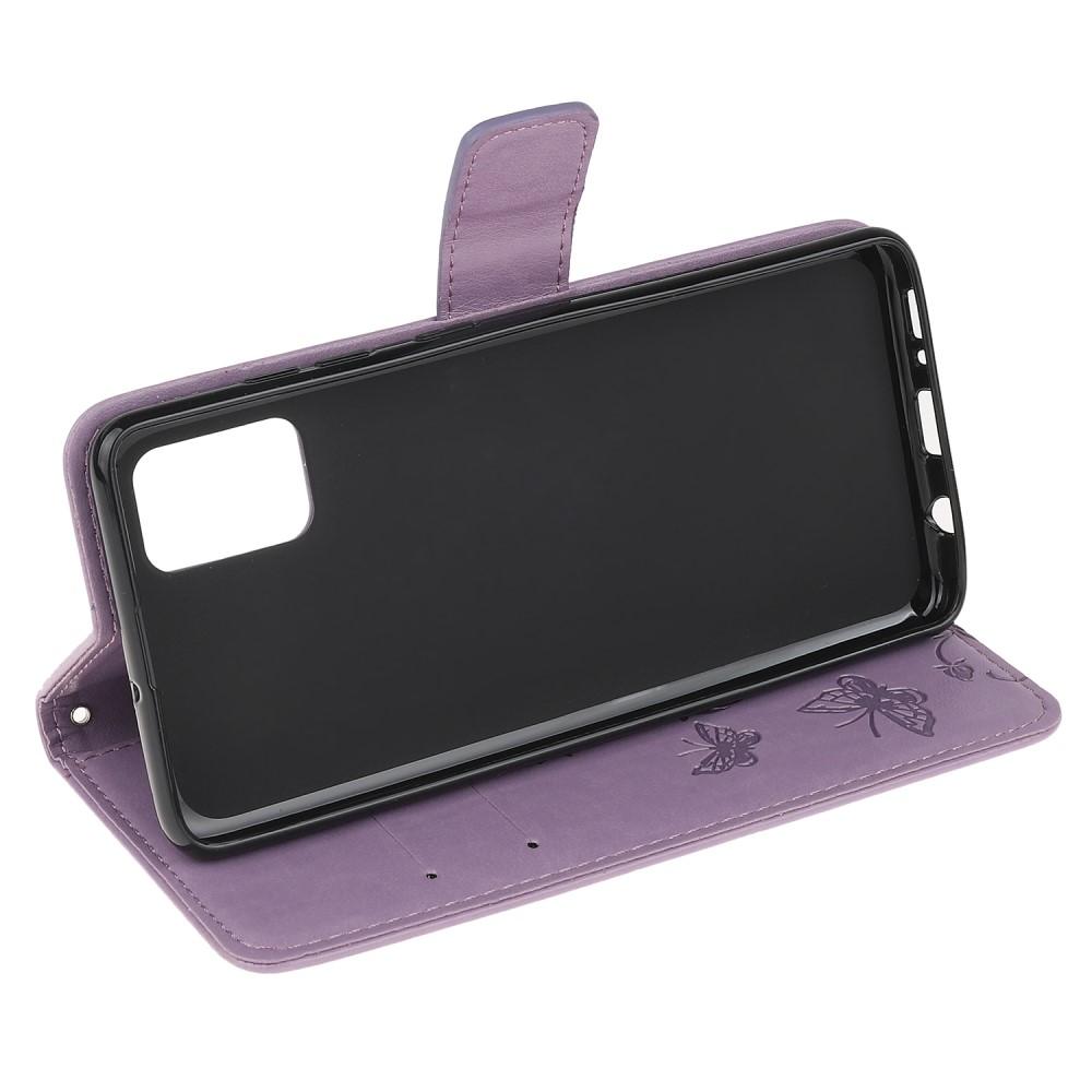 Funda de cuero con mariposas para Samsung Galaxy A51, violeta