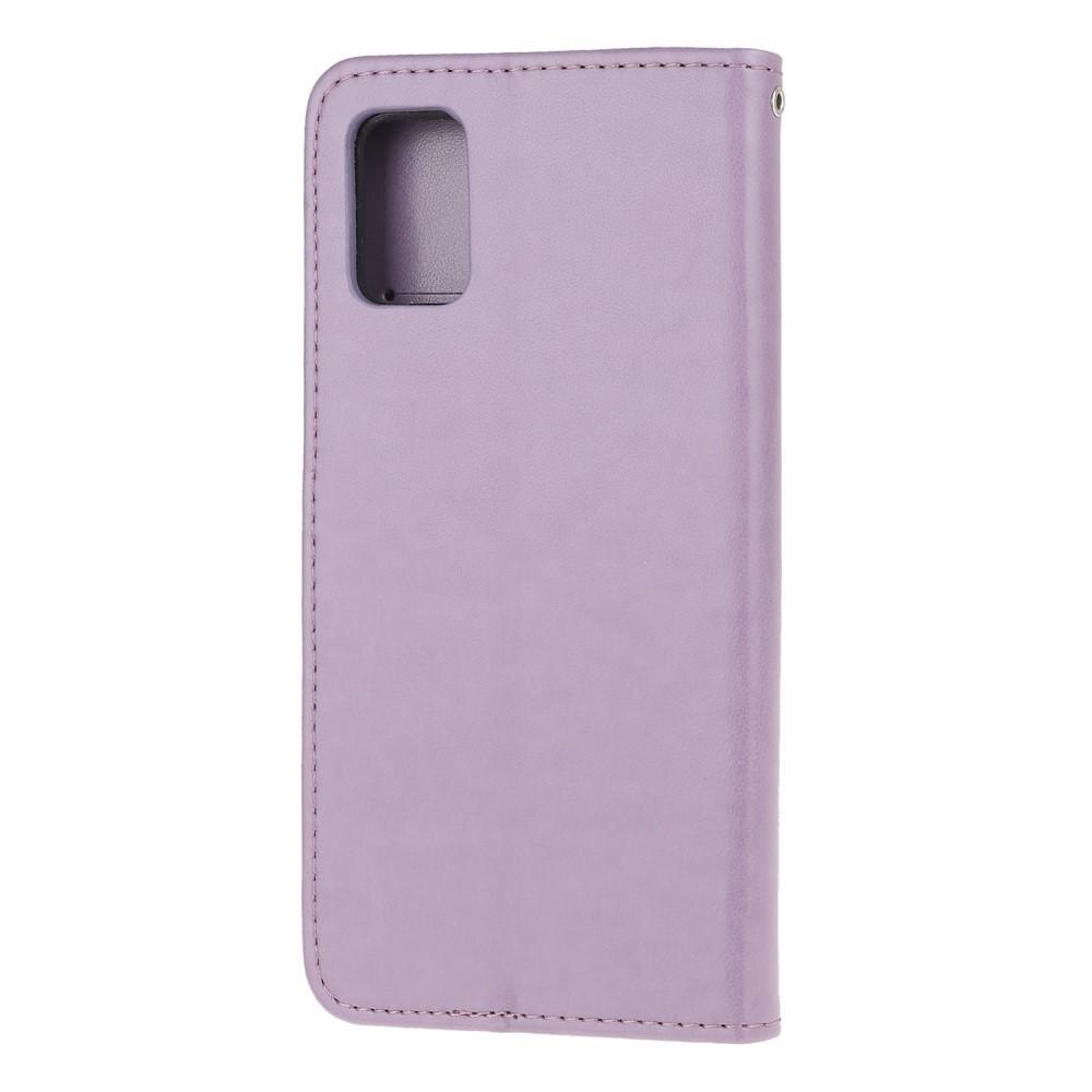 Funda de cuero con mariposas para Samsung Galaxy A51, violeta