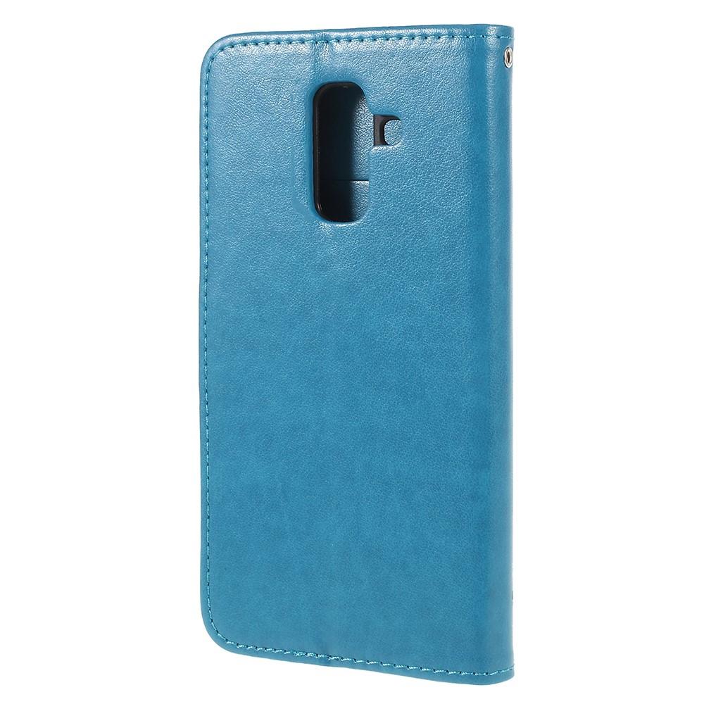 Funda de Cuero con Mariposas Samsung Galaxy A6 2018, Azul