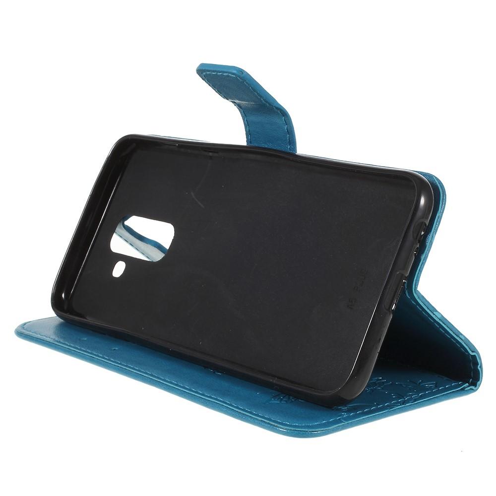 Funda de Cuero con Mariposas Samsung Galaxy A6 2018, Azul