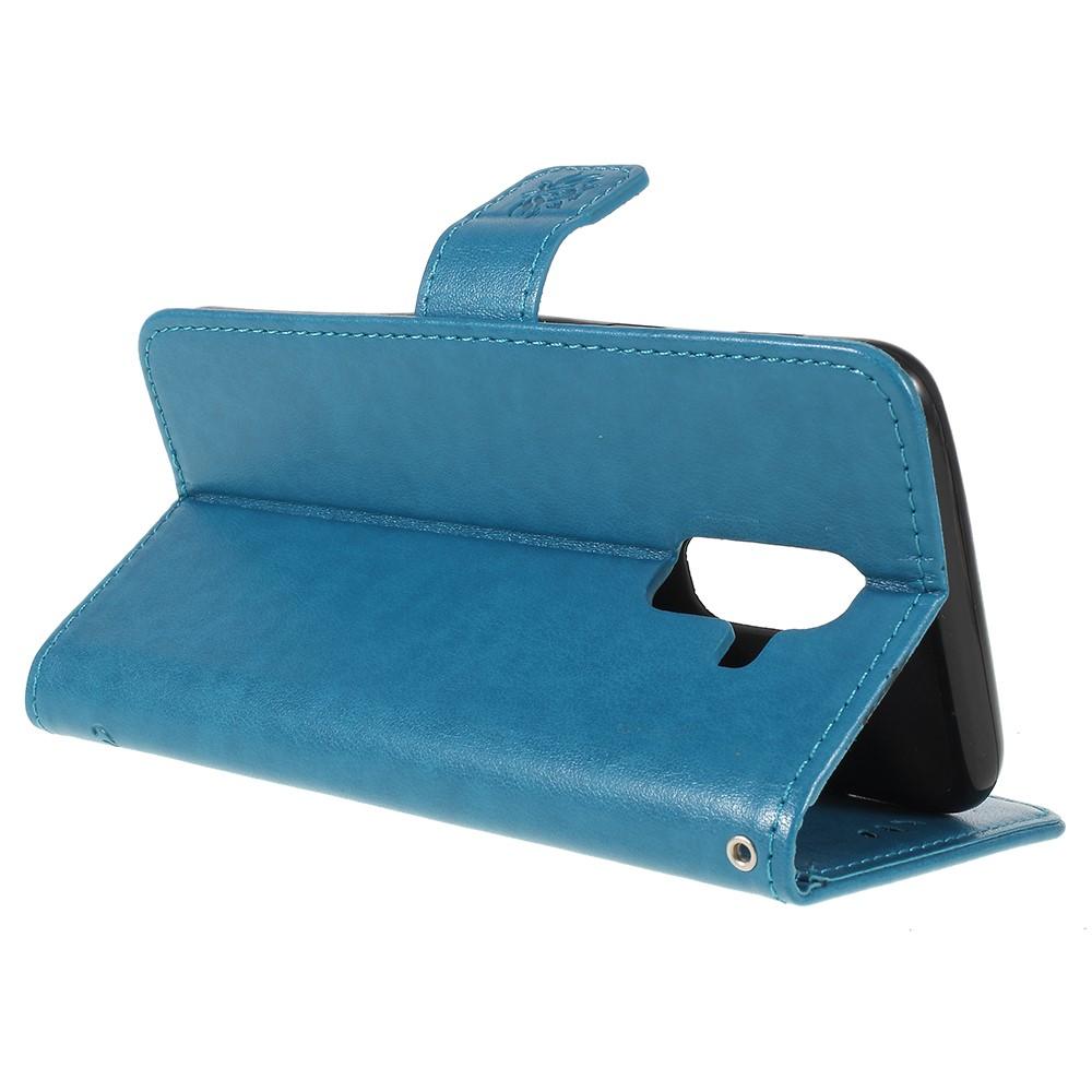 Funda de Cuero con Mariposas Samsung Galaxy A6 2018, Azul