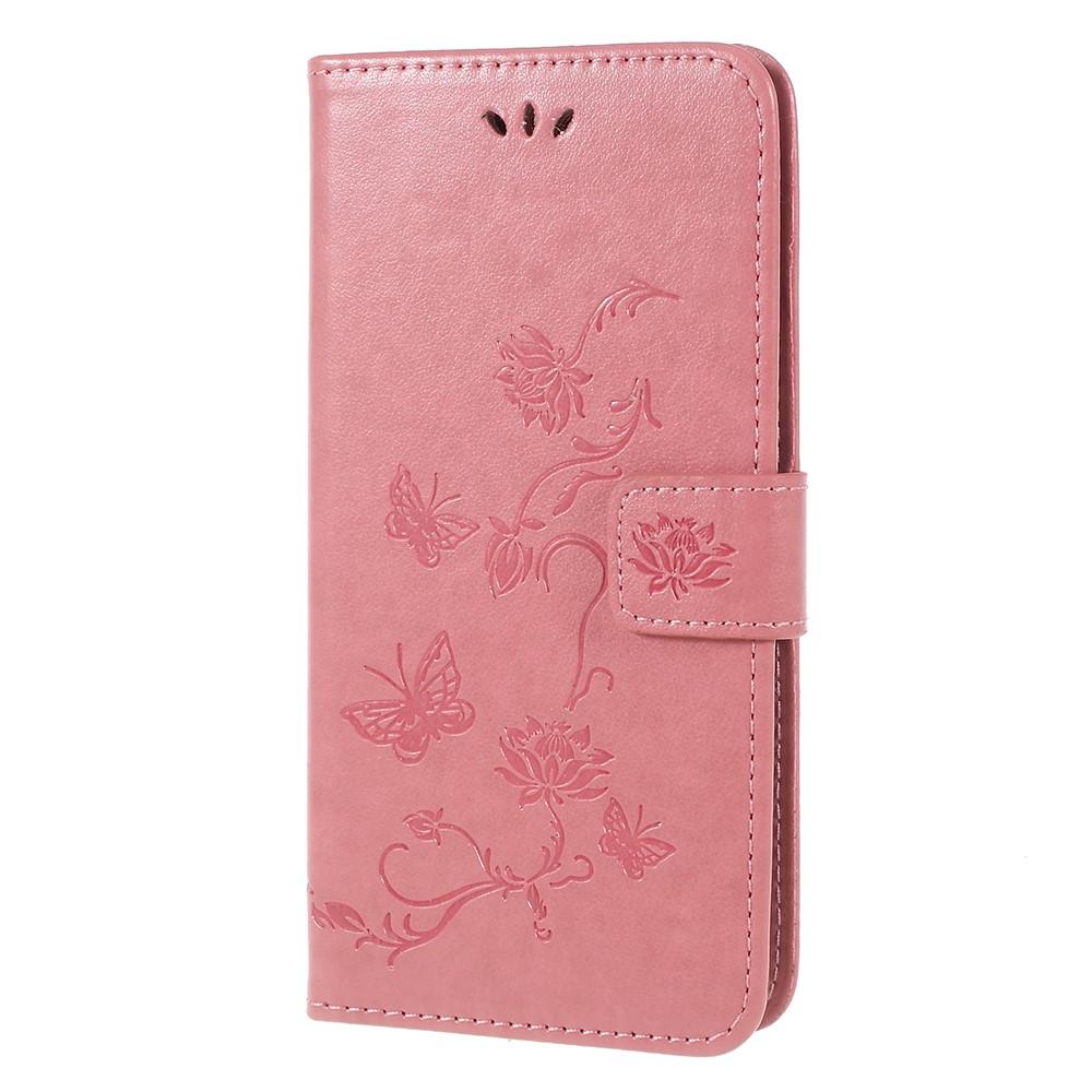 Funda de cuero con mariposas para Samsung Galaxy A6 2018, rosado