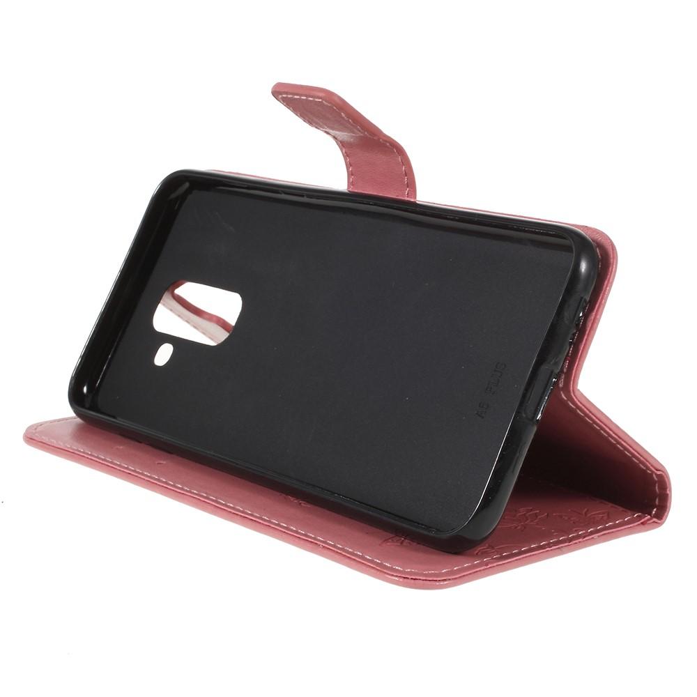 Funda de cuero con mariposas para Samsung Galaxy A6 2018, rosado
