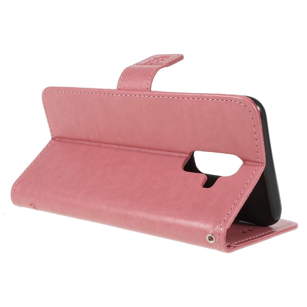 Funda de cuero con mariposas para Samsung Galaxy A6 2018, rosado