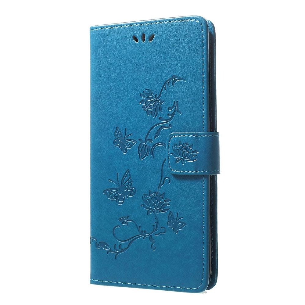 Funda de cuero con mariposas para Samsung Galaxy A70, azul