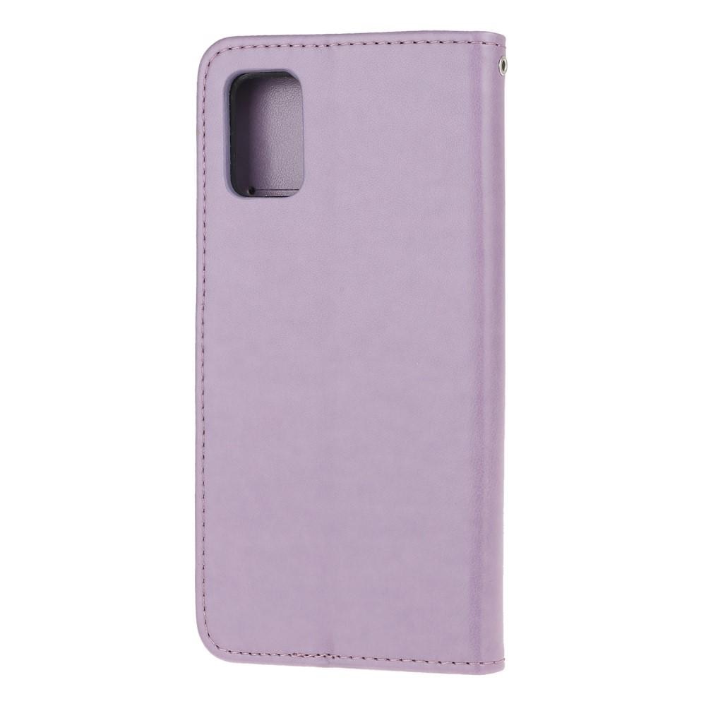 Funda de Cuero con Mariposas Samsung Galaxy A71, Púrpura