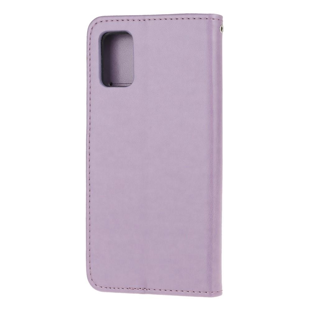 Funda de cuero con mariposas para Samsung Galaxy A71, violeta