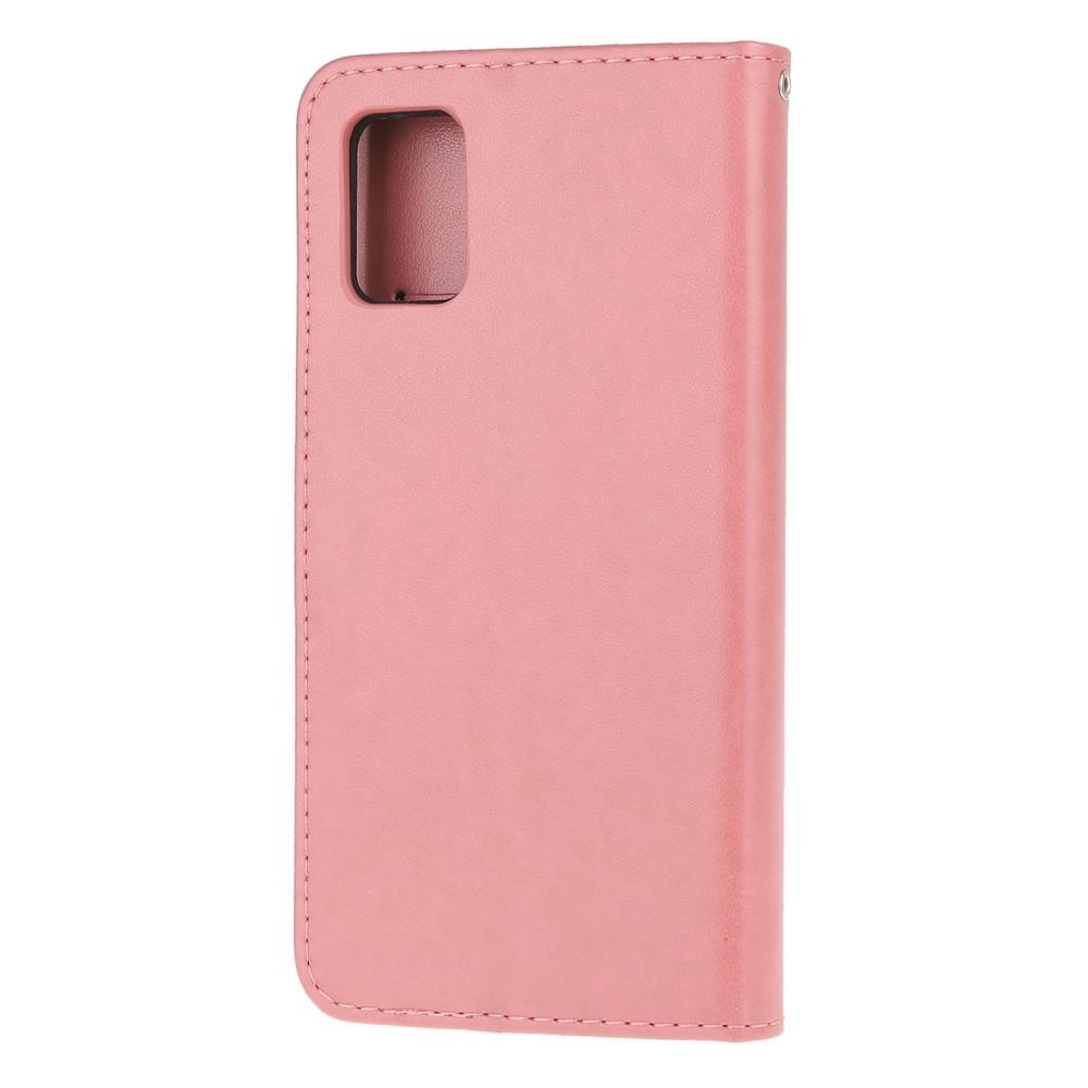 Funda de cuero con mariposas para Samsung Galaxy A71, rosado